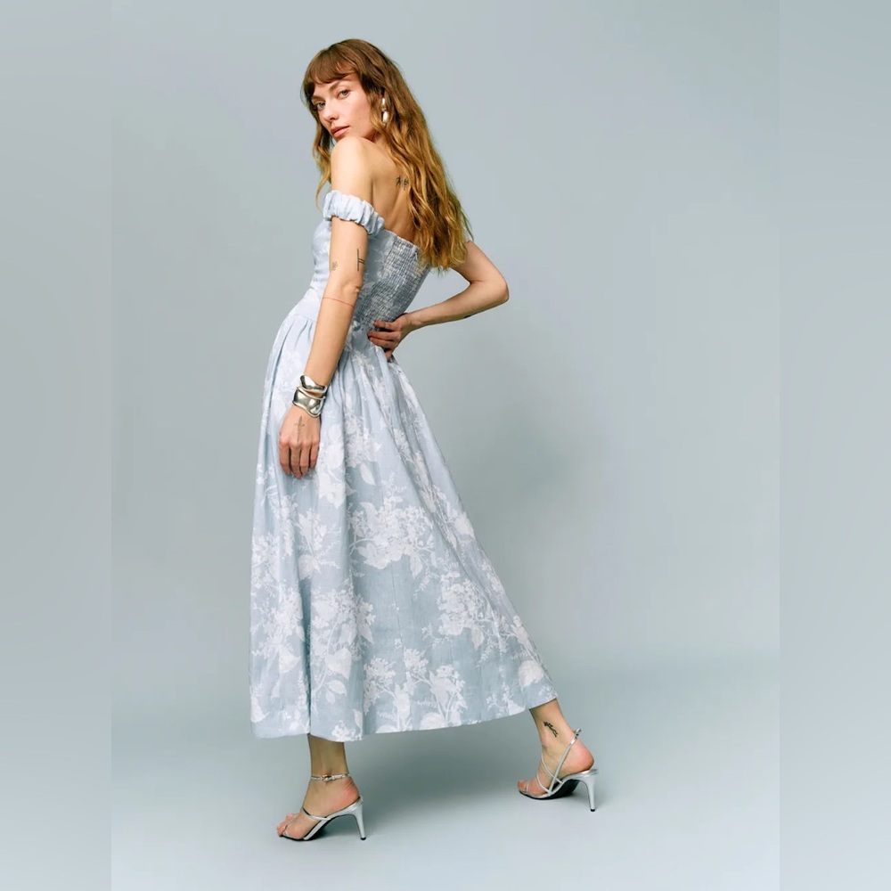 Reformation Light Blue Monet Midi Dress - Picture 3 of 5